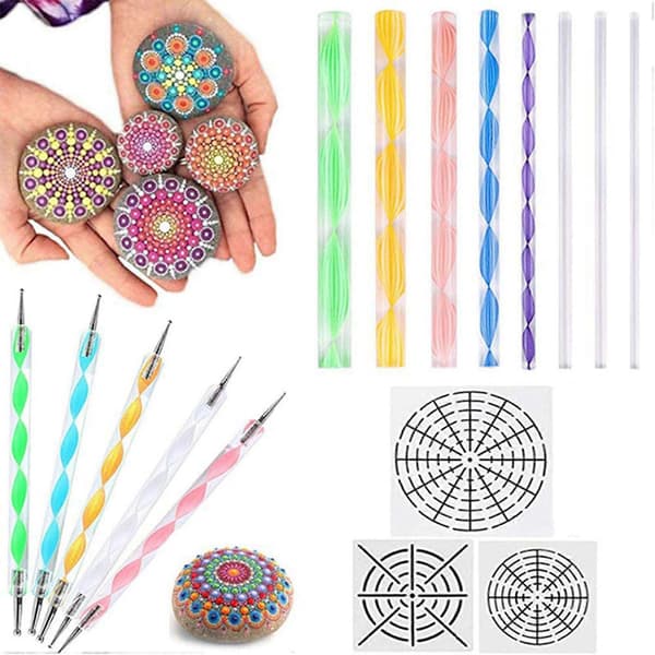80 st Mandala Dotting Tools för att måla stenar Mandala Stencils Kit Ball Stylus Clay Sculpting Carving Tools