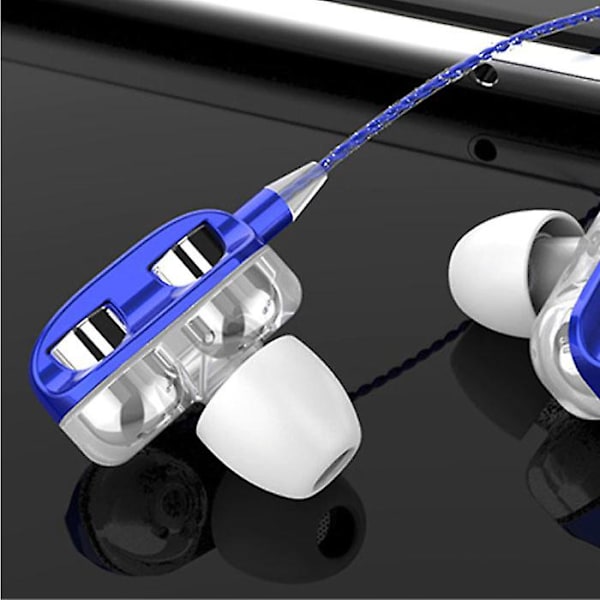 Bluelans Dubbla Drivrörshörlurar AUX 3.5mm - Hörlurar Trådbundna Hörlurar Blue