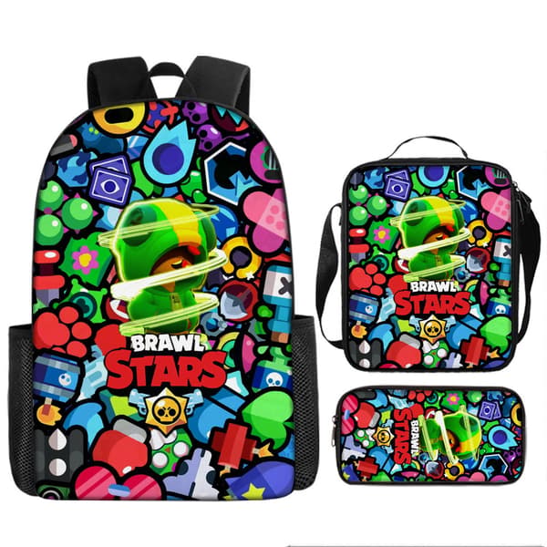 2026 Brawl Stars Backpack 3-piece Set 17-inch Game Backpack + Shoulder Bag + Pencil Case (J) 23