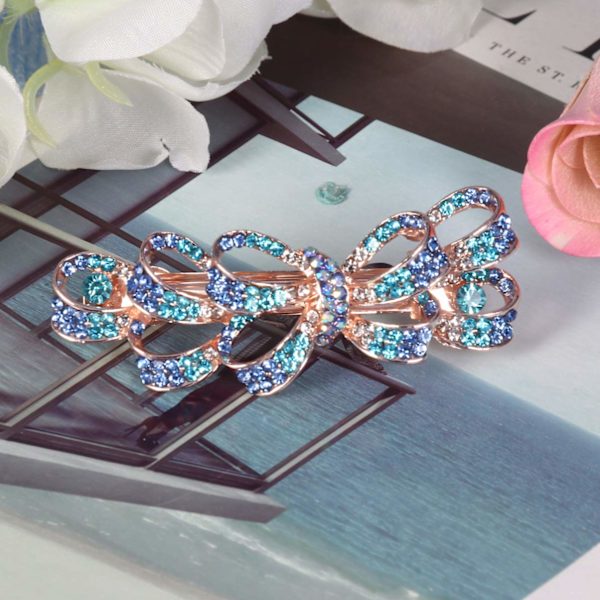 Krystall Rhinestone Hårklemme Skinnende Blomster Hårnål Hårspenner Hodeplagg for Damer Kvinner Hårtilbehør Blå