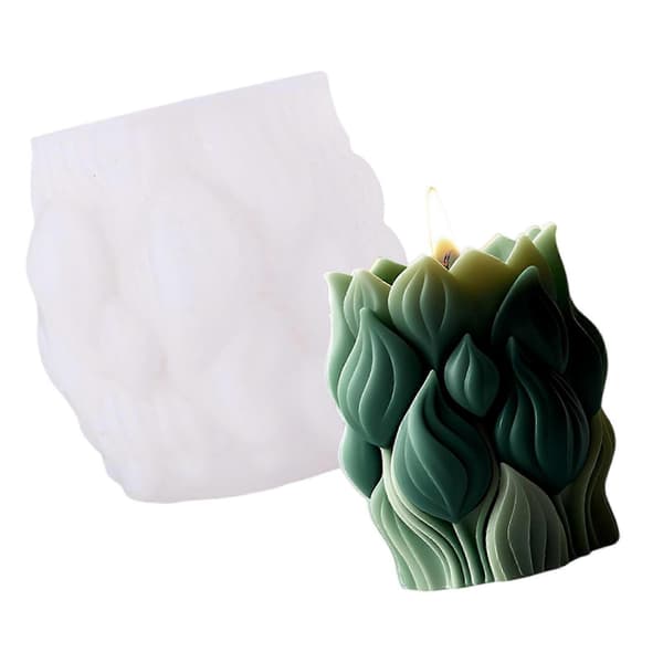 Blomster Cylinder Stearinlysforme Støbeforme Epoxyharpiksforme Tulipaner Silikoneforme Gipsforme Dekorationsforme Flerfarvet