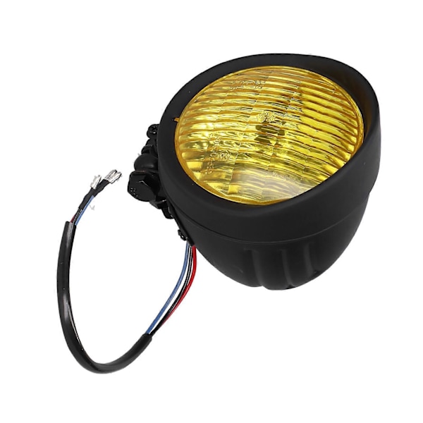 5in 12V Motorcykel Forlygte Rund Gul Linse Sort Hus Universal til Retro Motorcykler