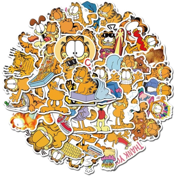 50 st söta Garfield-klistermärken, tecknade anime-klistermärken för barn till vattenflaskor, bärbara datorer, scrapbooking, Garfield-födelsedagsfestdekorationer