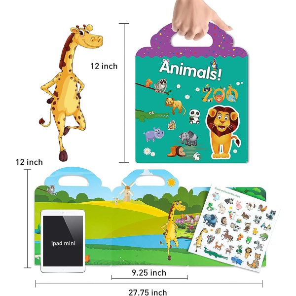 3-pack klistermärken böcker för barn 2-4, återanvändbara klistermärken för småbarn Småbarn Reselärande leksaker Road Trip måste ha klistermärken för barn