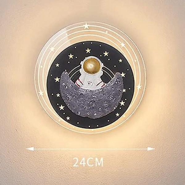 Moderne LED Væglampe, Rund Metal Væglampe med Akryl Lampeskærm, Astronaut Dekorativ Belysning Væglamper til Børneværelse, Soveværelse Væglamper