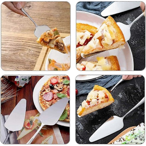 6-osainen ruostumattomasta teräksestä valmistettu sahalaitainen kakkuviipaleleikkurisetti kakku- ja pizzaviipaleille