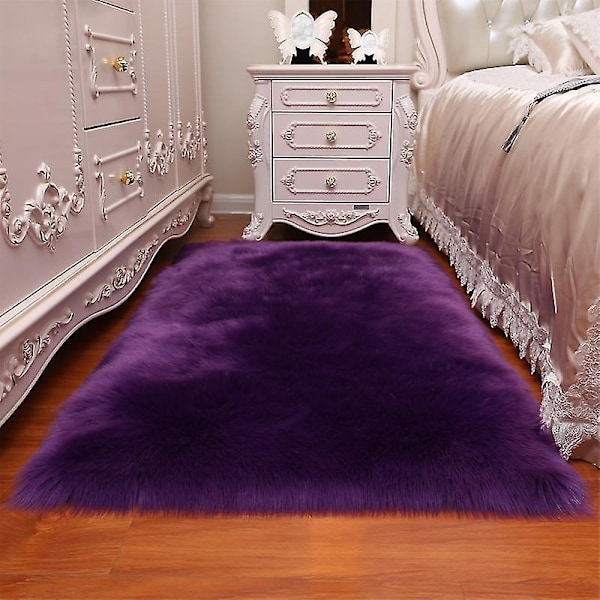 Matta för Vardagsrum 160x230 Modern Plysch Mjuk Fluffig Sovrum Sängmatta Burspråk Soffa Stol Pad Vit Grå Stora Mattor purple 200x80cm