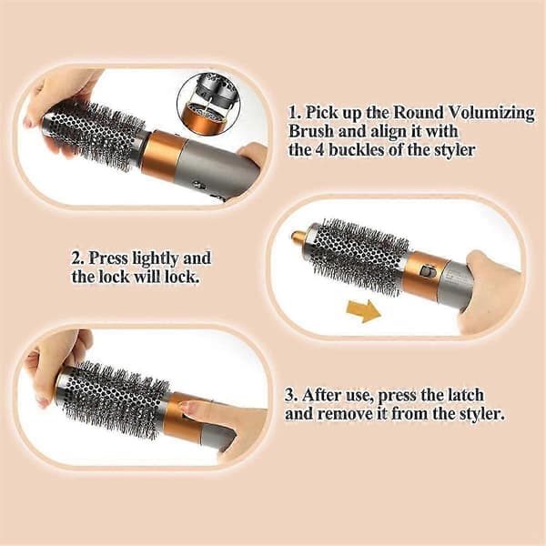 Stor rund hårborste för Dyson Airwrap Volumizing Attachment Oval Brush Fluffy Styling Tool