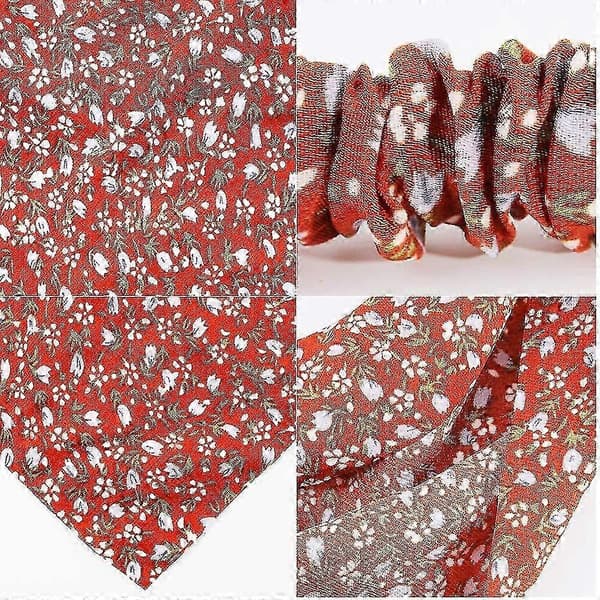Chiffon Blomstret Hårskjerf Pannebånd 5-pakning, Boho Elastiske Bandanaer for Kvinner