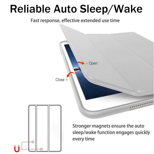 Smart case kompatibelt med iPad Air 2, genomskinligt magnetiskt case med matt baksida med Auto Sleep/Wake-silver