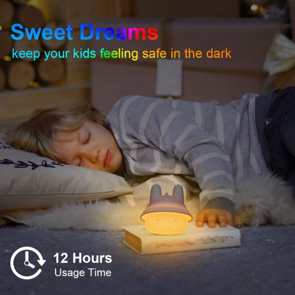 9 färger silikonlampa USB uppladdningsbar kan tidsinställas Nattlampa för barn Deco-lampa för dekoration Jul barns sovrum Födelsedagspresent