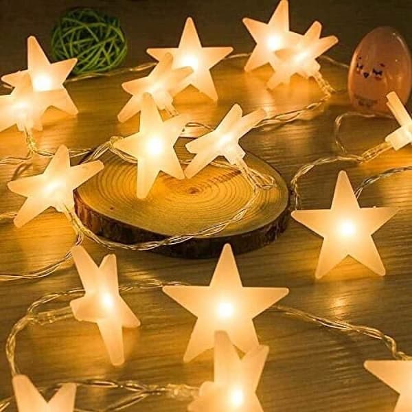 Warm White - 3m 30 Lights - with Flash Battery Box - Frosted Star String Lights