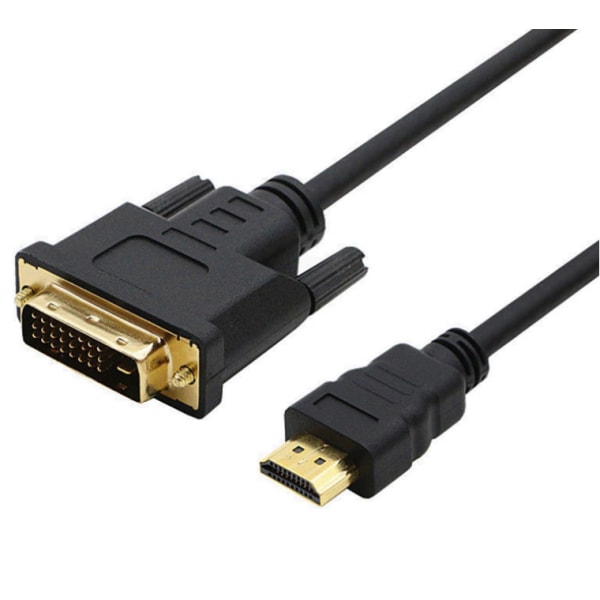 HDMI-DVI-kaapeli, kullattu HDMI-DVI-kaapeli, yhteensopiva tietokoneen, pöytätietokoneen, kannettavan tietokoneen, PC:n, näytön, projektorin, HDTV:n kanssa