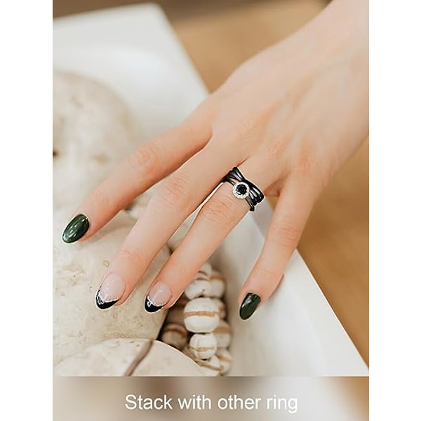 18K Pläterad Interlocking Rolling Fidget Ring för Ångest för Kvinnor och Män, Rostfritt Stål/Trefärgad/Regnbåge/Roséguld/Svart/Guld Staplingsring（12)