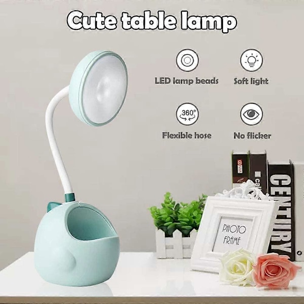 Bordlampe, Søde Dinosaur Bordlamper med USB-ladeport & Penholder, Sengelampe til R