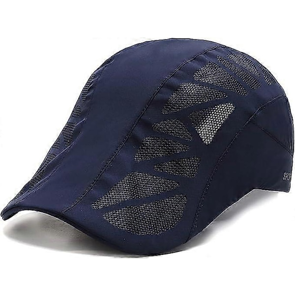 Herrar Peaked Cap, Flat Cap, Justerbar Snabbtorkande Mesh, Andningsbar Basker, Herrarnas Basker (Mörkgrå dark blue