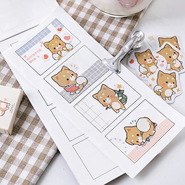 45 kpl laatikossa DIY-koristeita Super söpöjä sarjakuva Ihastuttava Shiba Inu -tarroja kannettaville tietokoneille Suunnittelijoille Scrapbook-matkalaukulle Päiväkirjat Muistikirjat Albumi