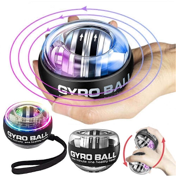 Gyro Ball Håndledstræner Legeret Stål Grip Ball Håndledsforstærker Arme Fingre Håndledstrænere Black with LED
