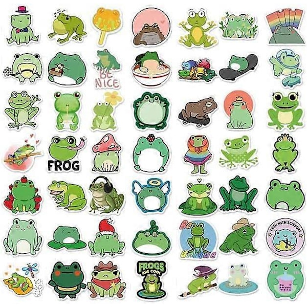 50 st Frog Dekaler, Vinyl Frog Dekaler för Laptop Skateboard Vattenflaska, Kylskåp