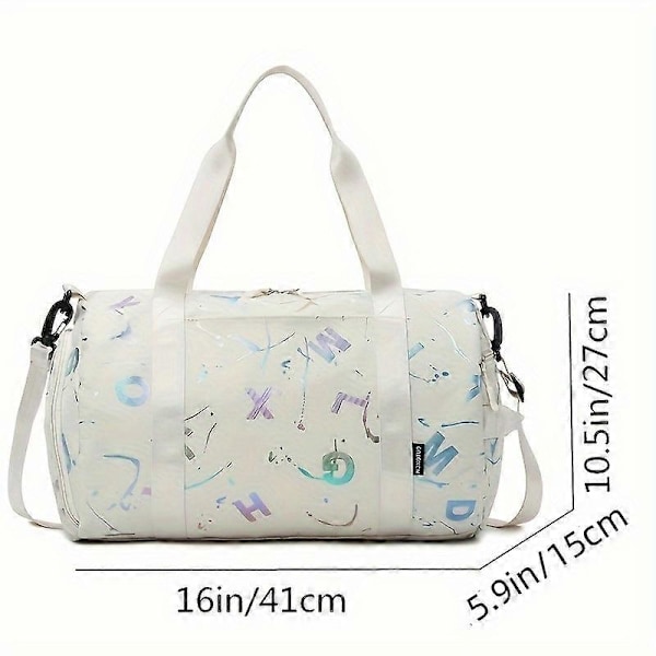Sportyoga fitnessväska för kvinnor, torr och våt separat simväska, stor kapacitet, bärbar crossbody resväska off white