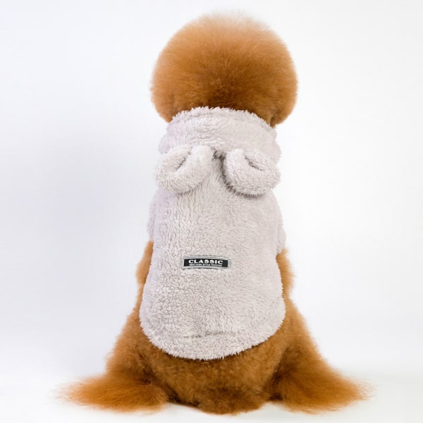 Husdjur Vinter Varm liten hund Pyjamas Kappor för valp, Söt kanin Design Pet PJS Jumpsuit, Mjuk fleece hoodie kläder för Chihuahua Yorkie Pudlar-grå-M
