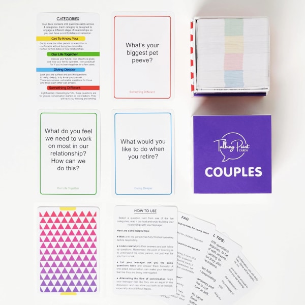 200 par samtalskort - Dejtingkortspel för vuxna - Njut av bättre relationer och djupare intimitet - Roligt parspel för Date Night