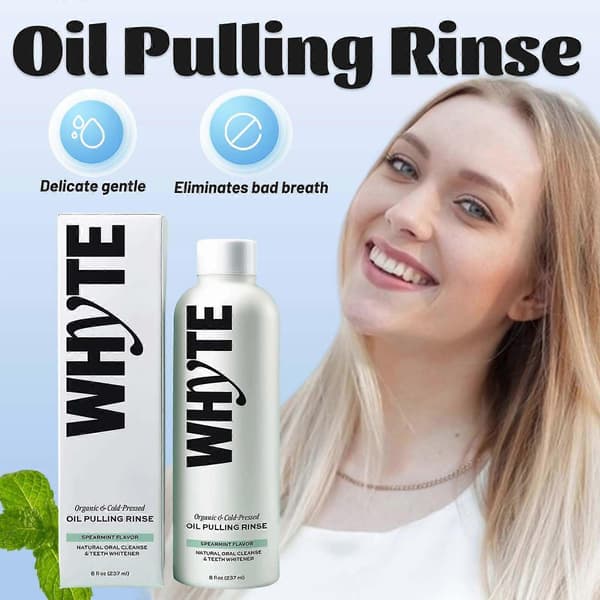 Whyte Oil Pulling Rinse, munrengöring och andedräktsfräschare med spearmintsmak (237 ml) A