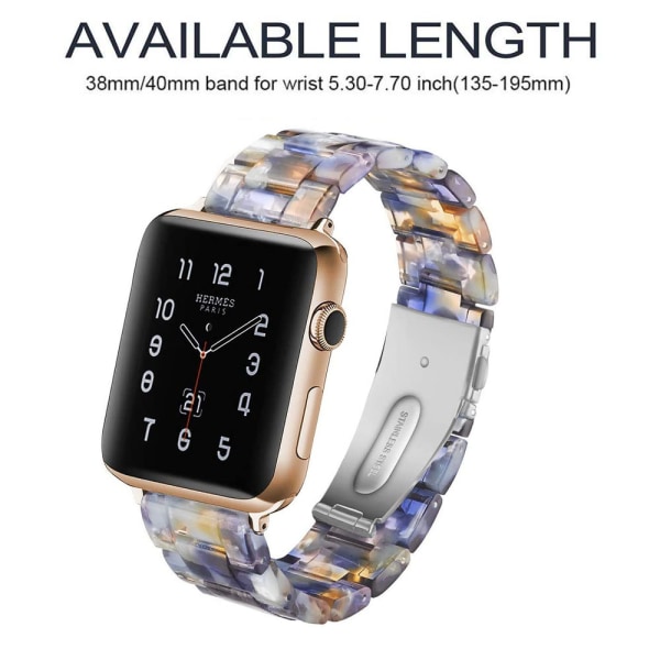 Kompatibel med Apple Watch -band 38-40mm/42-44mm Series 5/4/3/2/1, Slim Resin Armband-38-40mm-Blue Ice Ocean