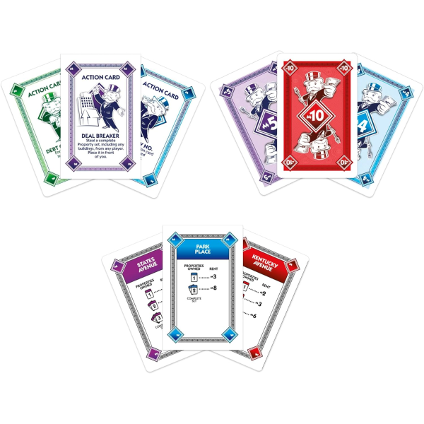 Blue Monopoly Deal Snabbspelande kortspel för familjer, barn från 8 år och uppåt och 2-5 spelare