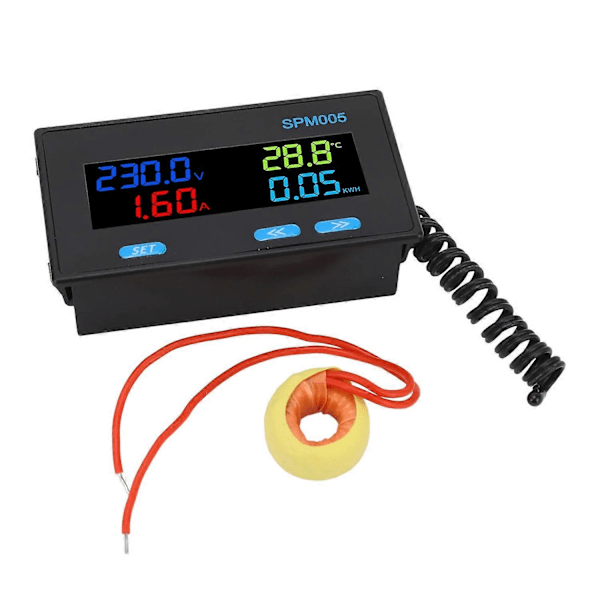 Digitalt Voltmeter Amperemeter Panel 8 i 1 Multifunksjonell Strømmåler Farge LCD-Skjerm AC Energiovervåker