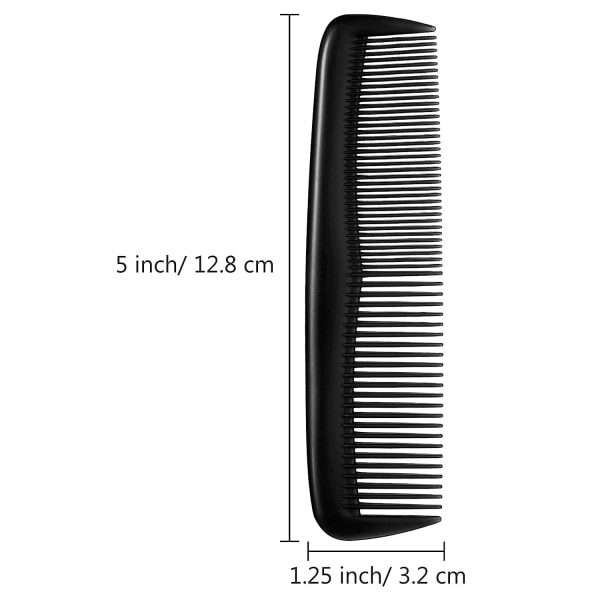 12 stycken set ficka hårkammar av finplast för kvinnor och män, finförbandskam (svart)