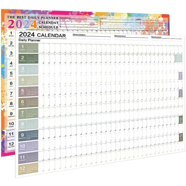 2 stycken 2024 Årlig Väggkalender Årlig Väggplaneringskalender Årsplanerare med skrivblock för akademisk dekoration för hemmakontoret