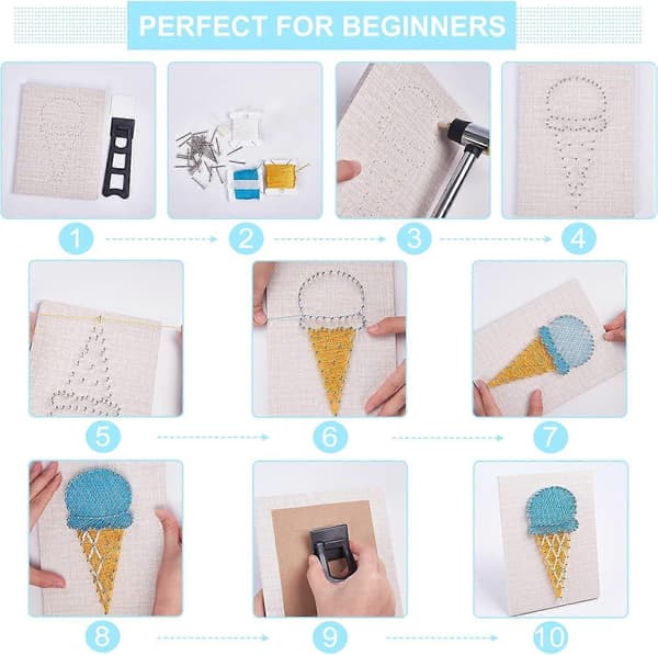 Is String Art Kit DIY String Art Håndværkssæt til voksne og børn DIY Nail String Art Kit til boligindretning Kunst Kunst og Håndværk