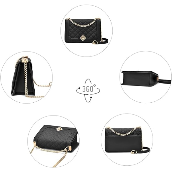Crossbody-väskor för kvinnor Små handväskor PU-läder Axelväska Handväska Evening Bag Quiltade väskor med kedjerem