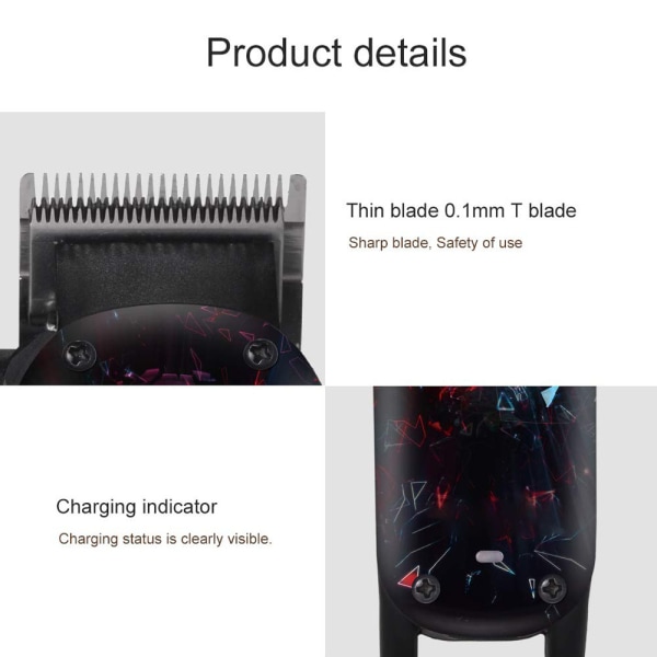 Uppdaterad professionell hårklippare sladdlös hårklippningssats Uppladdningsbart 2000 mah hår skägg-is och eldskalle