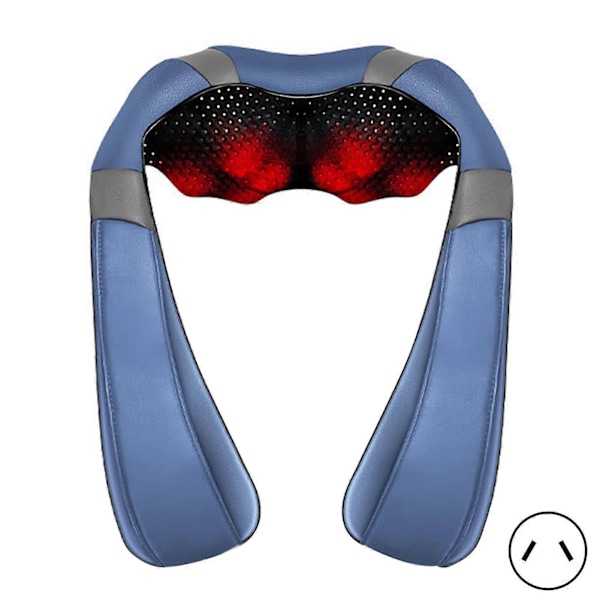 2025 Nack- och Rygg Shiatsu-massager med Värme för Hem, Kontor & Bil - Elektrisk Massagekudde 3D Knådande för Muskelsmärta Grey Blue EU plug