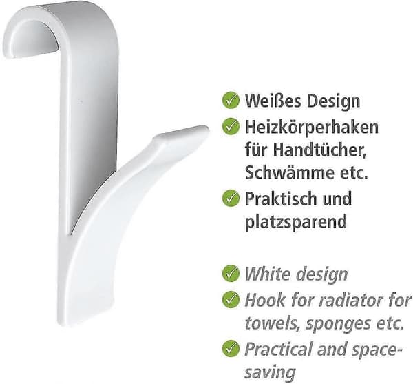 Pxcl Radiator Hook, Håndkletørker Radiator Hook, Hvit Plast, Sett Med 2