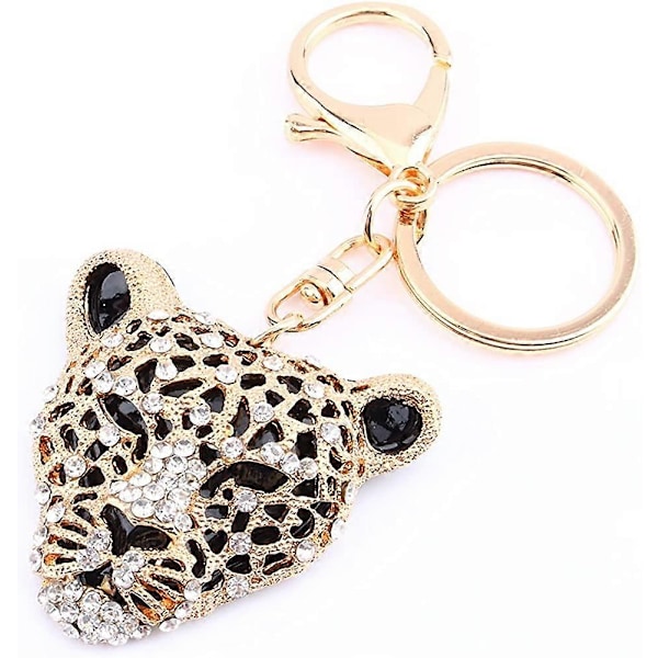 Krystall Leopard Nøkkelring Krystall Rhinestone Nøkkelanheng Bling Veskeanheng Håndveske Gave