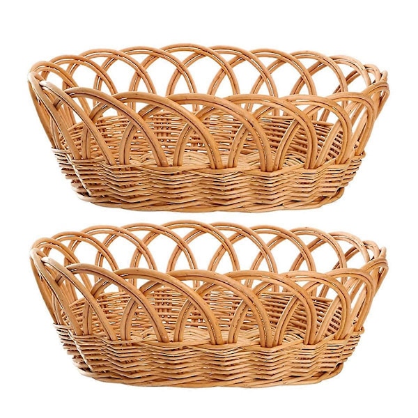 2-pack Vävda Brödkorgen i Vicker, Frukt Serveringskorg, Elliptisk Godis Tårta Display Förvaring
