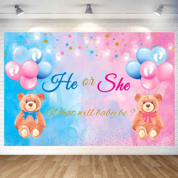 7*5 fot, Baby Gender Reveal Party Dekorasjon Baby Shower Bakgrunn Foto Bakgrunn Plakat for Baby Gender Reveal Party Dekorasjoner Festutstyr