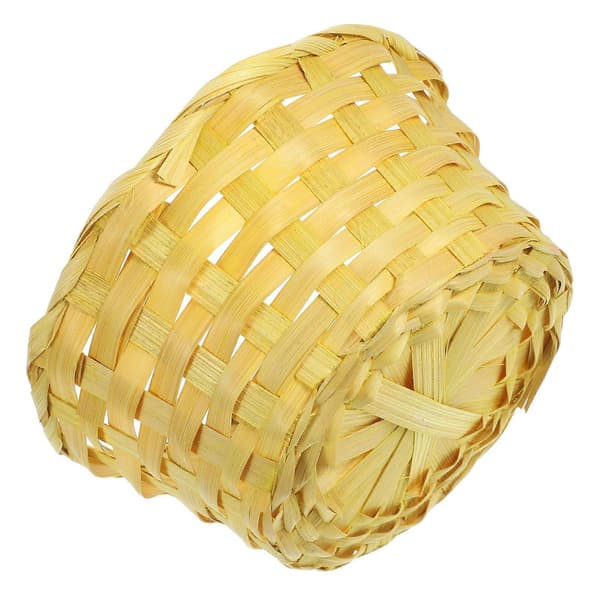 Orange Bambu Vävd Korg Rund Korg för Förvaring 1 st