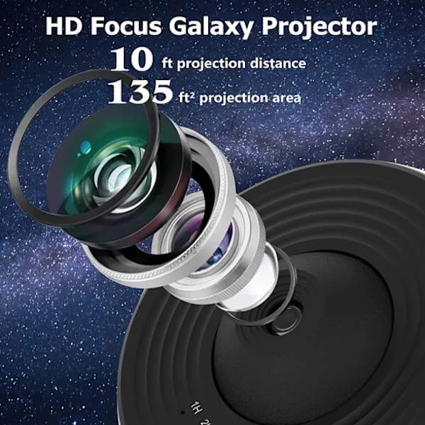 Nattlys Galaxy Projektor Stjerneklar Himmelsprojektor White