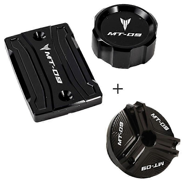 Cylinderkåpa fram och bak bromsvätskereservoarlock skydd för Yamaha MT09 TRACER MT-09 2020 2019 2014-2018 motorcykel A set Black