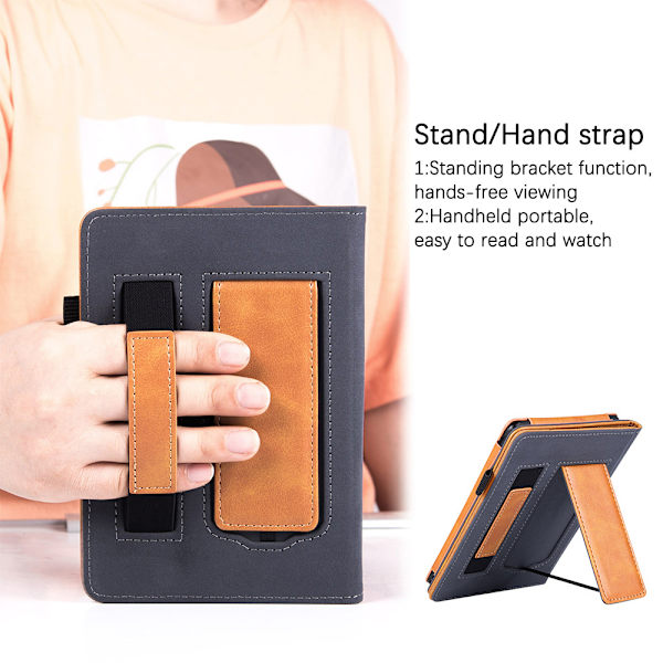 Stand Case for Kindle Paperwhite (12th Generation-2024) with Hand Strap, Smart PU Leather Case, Auto Sleep/Wake Function, Pre