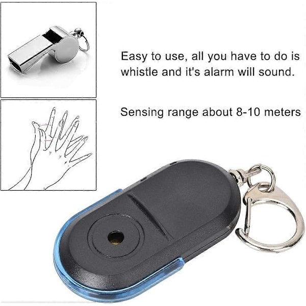 Mini Nøglefinder, Trådløs Genstandssporing, Registreringsområde 8-10 Meter Fløjte Lydkontrol Alarm