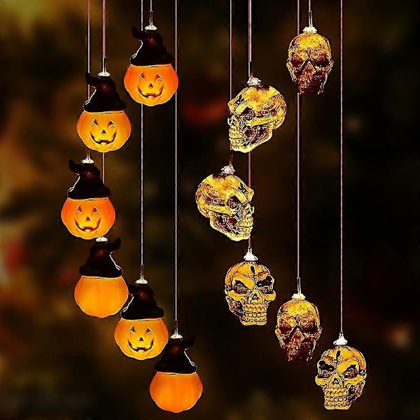Halloween Dekoration Solcellslampa Utomhus Halloween Dekoration Pumpa Ljus Led Trädgårdsdekorationer Ljus Trädhängande Ljus pumpkin