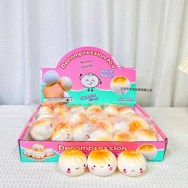 24 st Bun Squishy Stressleksaker – Söta Dumpling Klämleksaker Sensorisk Stresslindrande Leksaksset