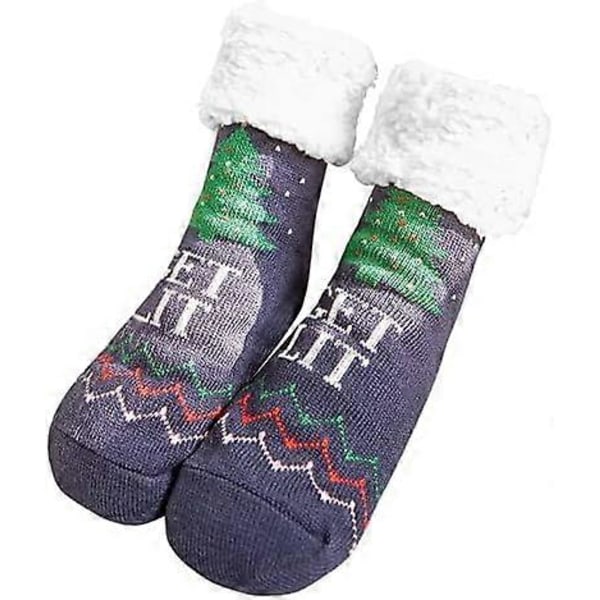 Julesokker, varme julesokker, sokker for kvinner, julesokker med teddyfôr og antiskli-nupper, vintersokker for kvinner gaver (Jul