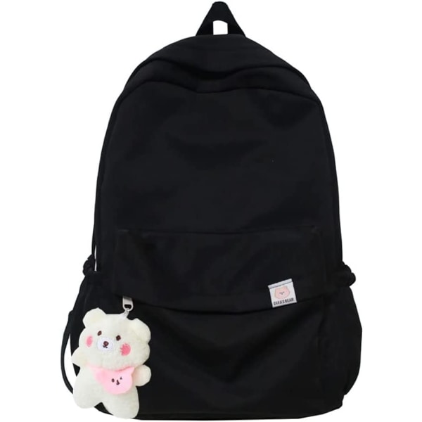 Estetisk ryggsäck Söt Kawaii-ryggsäck Skolmaterial Laptopväska för tonåringar Flickor Kvinnor Studenter Enfärgad