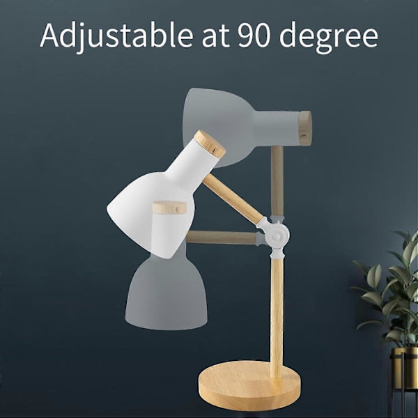 Bordlampe, Justerbar Bordlampe i Tre, Skrivebordslampe for Barn til Soverom, Stue, E27 Sokkel Leselampe Med lyspære
